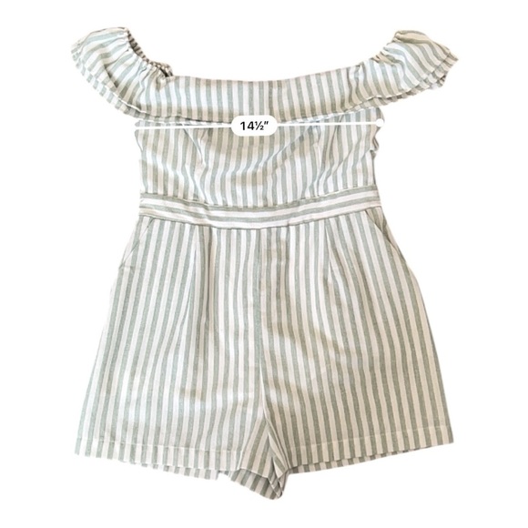 Lulu's White and Green Off-Shoulder Jumpsuit - Picture 10 of 14